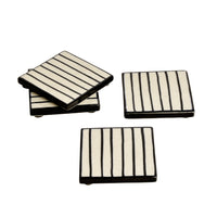 Studio Pottery Ceramic Tea and Coffee Square Coasters (Set of 4 , White and Black)