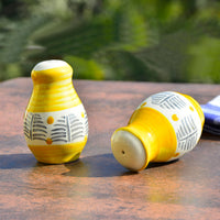 Handpainted Ceramic Salt and Pepper Shaker (Yellow and Black, Set of 2)