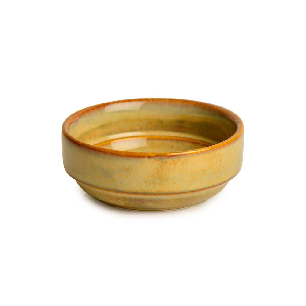 Beautiful Reflective Glaze Ceramic Dip Bowls Set with Tray (Set of 2, Beige)