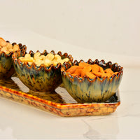 Luxurious Decorative Hexagonal Tray with 3 Nut Serving Cut Bowls