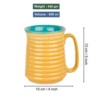 Premium Ceramic Jumbo Beer Mugs (650 ml each, Set of 2, Beige and Sky Blue)