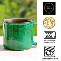 Studio Pottery Ceramic Maggi Bowl, Mug with Handle (550 ml , Emerald Green)