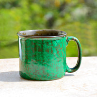 Studio Pottery Ceramic Maggi Bowl, Mug with Handle (550 ml , Emerald Green)