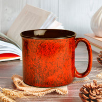 Studio Pottery Ceramic Maggi Bowl, Mug with Handle (550 ml , Ombre Red)