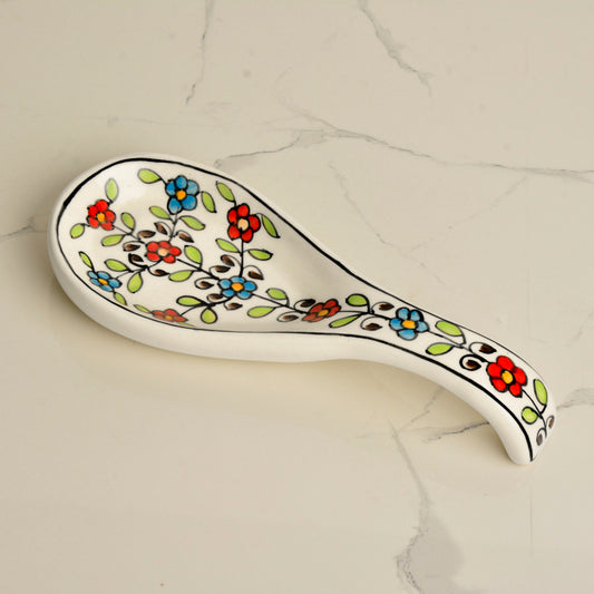 Multicolour Hand Painted Ceramic Big Spoon Rest for Kitchen Dining Table