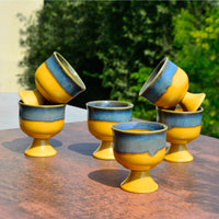 Studio Pottery Handmade Ceramic Ice Cream Cups / Dessert Bowls (200 ml, Set of 6, Mustard Beige)