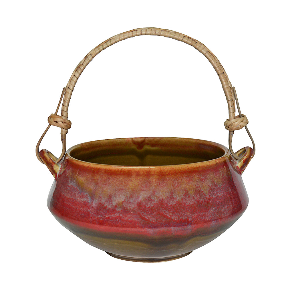 Studio Pottery Glazed Serving Donga with Cane Handle