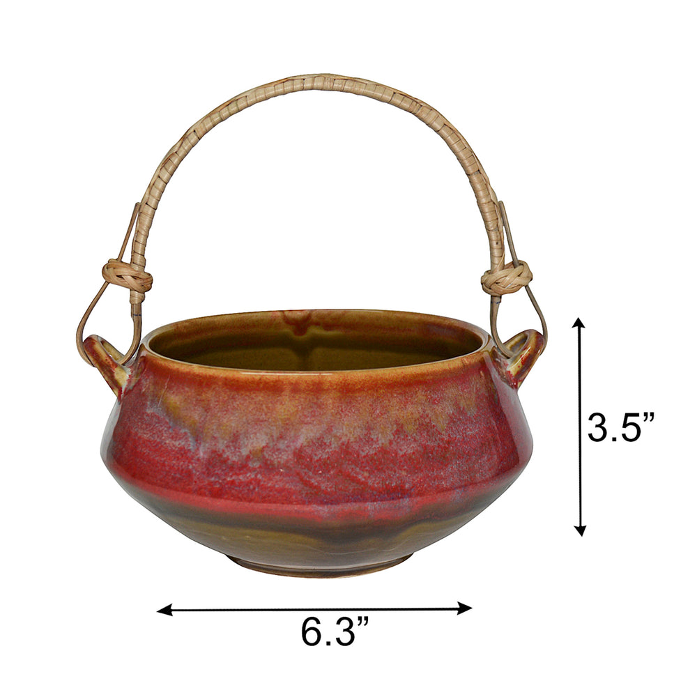 Studio Pottery Glazed Serving Donga with Cane Handle