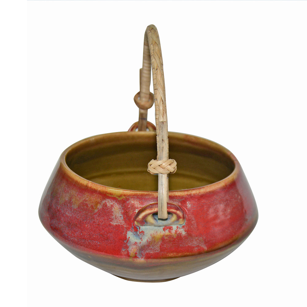 Studio Pottery Glazed Serving Donga with Cane Handle