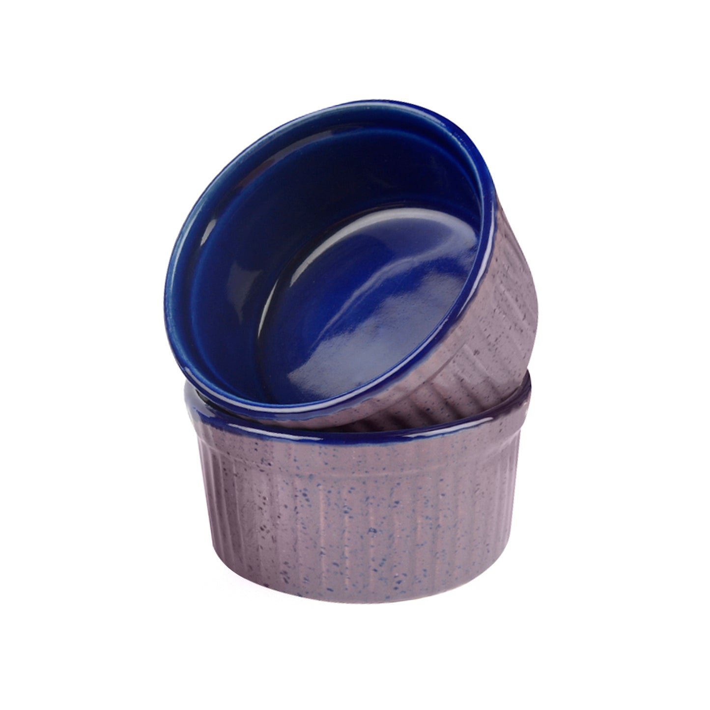 Studio Pottery Ceramic Dessert/Dip Bowls (Set of 2, Purple,Blue)