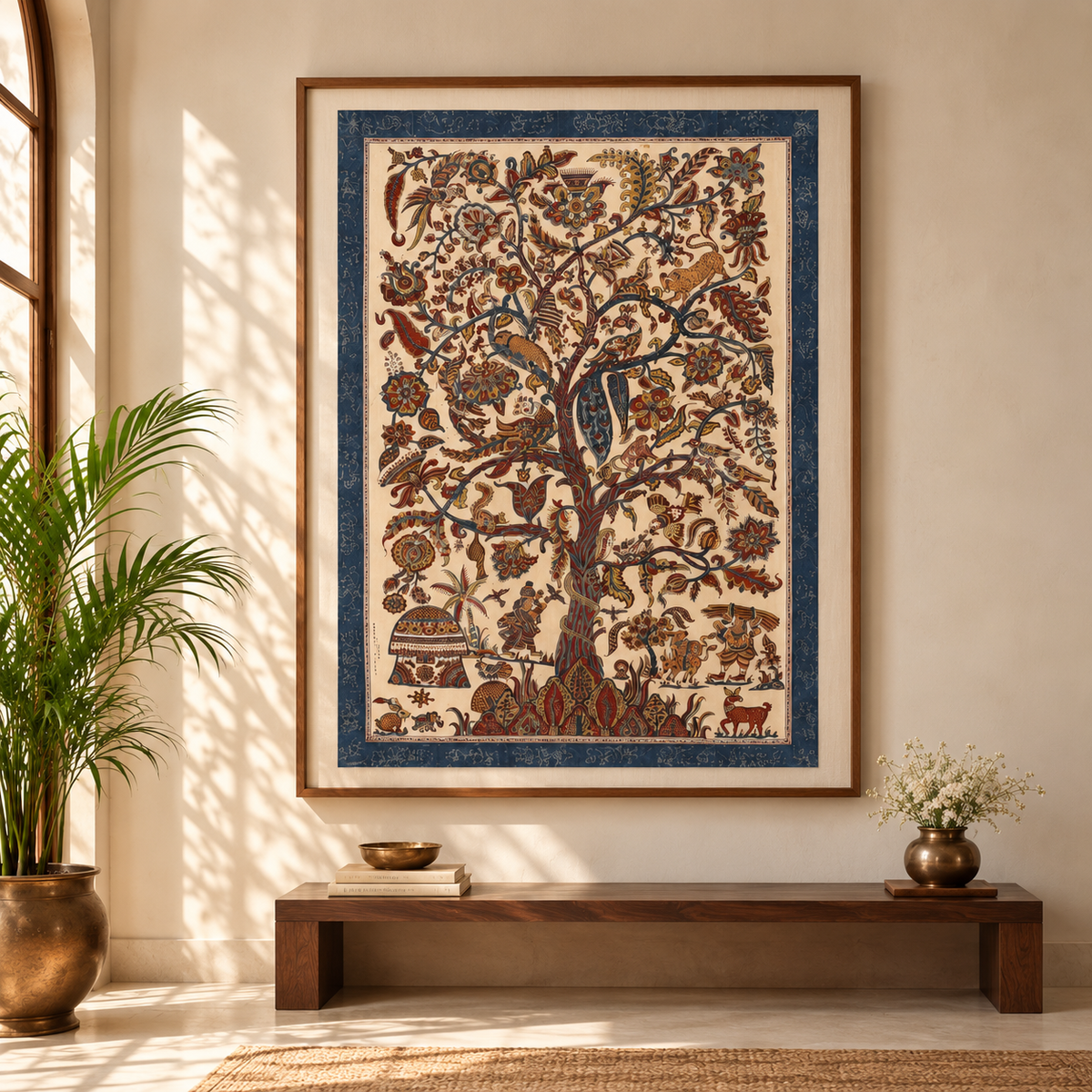 Kalamkari Art Wall Hanging with Tree of life Motif by Pitchuka Srinivas (72 x 60 in) 09