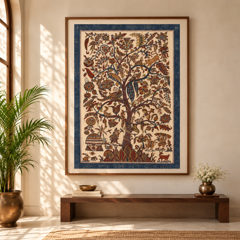 Kalamkari Art Wall Hanging with Tree of life Motif by Pitchuka Srinivas (72 x 60 in) 09