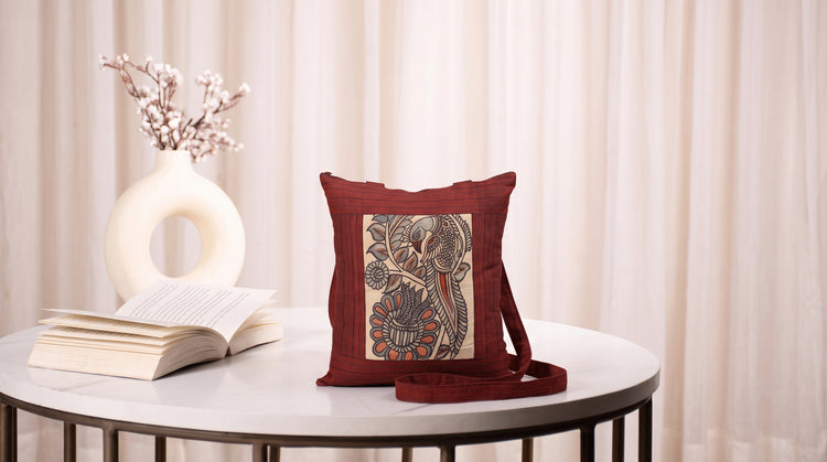 Srikalahasti Handpainted Kalamkari Shoulder Bags by Dwaraka Plus