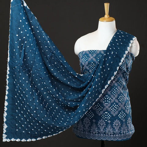 Kutch Bandhani Satin Cotton Suit Material