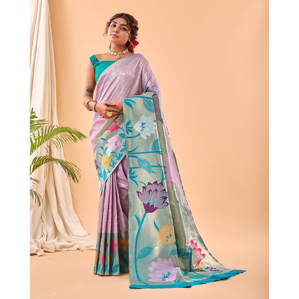 Purple - Fulrani Lavender Paithani Silk Handwork Saree