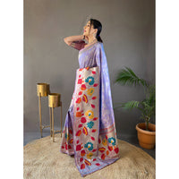 Purple - Geeta Lavender Paithani Silk Handwork Saree