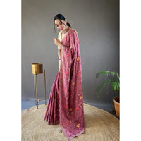 Leela Lavender Tussar Silk Handwork Saree