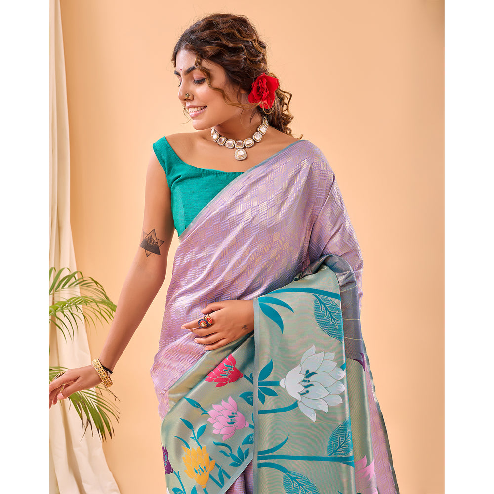 Purple - Fulrani Lavender Paithani Silk Handwork Saree