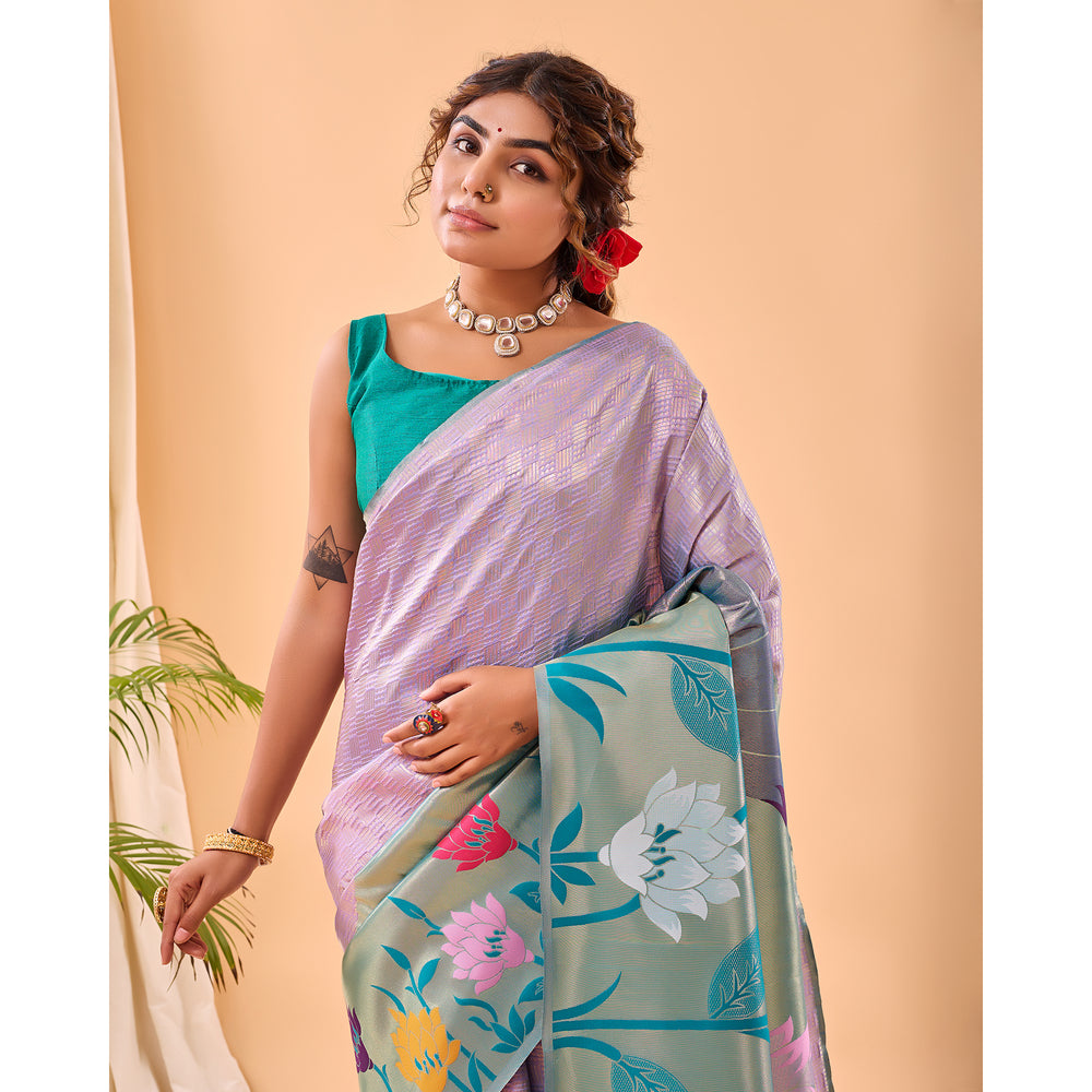 Purple - Fulrani Lavender Paithani Silk Handwork Saree