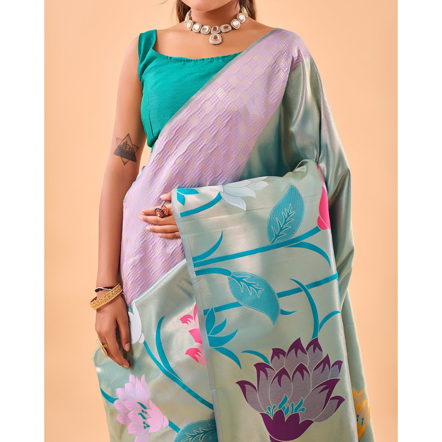 Purple - Fulrani Lavender Paithani Silk Handwork Saree