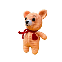 Handmade Crochet Peach Love Teddy Toy