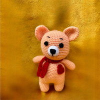 Handmade Crochet Peach Love Teddy Toy