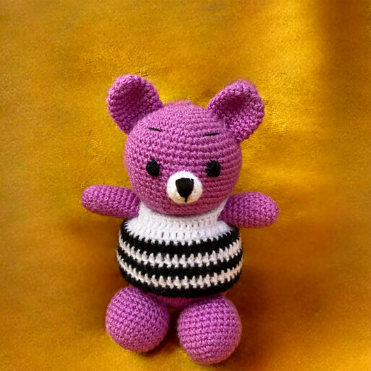 Handmade Crochet Purple Teddy Toy