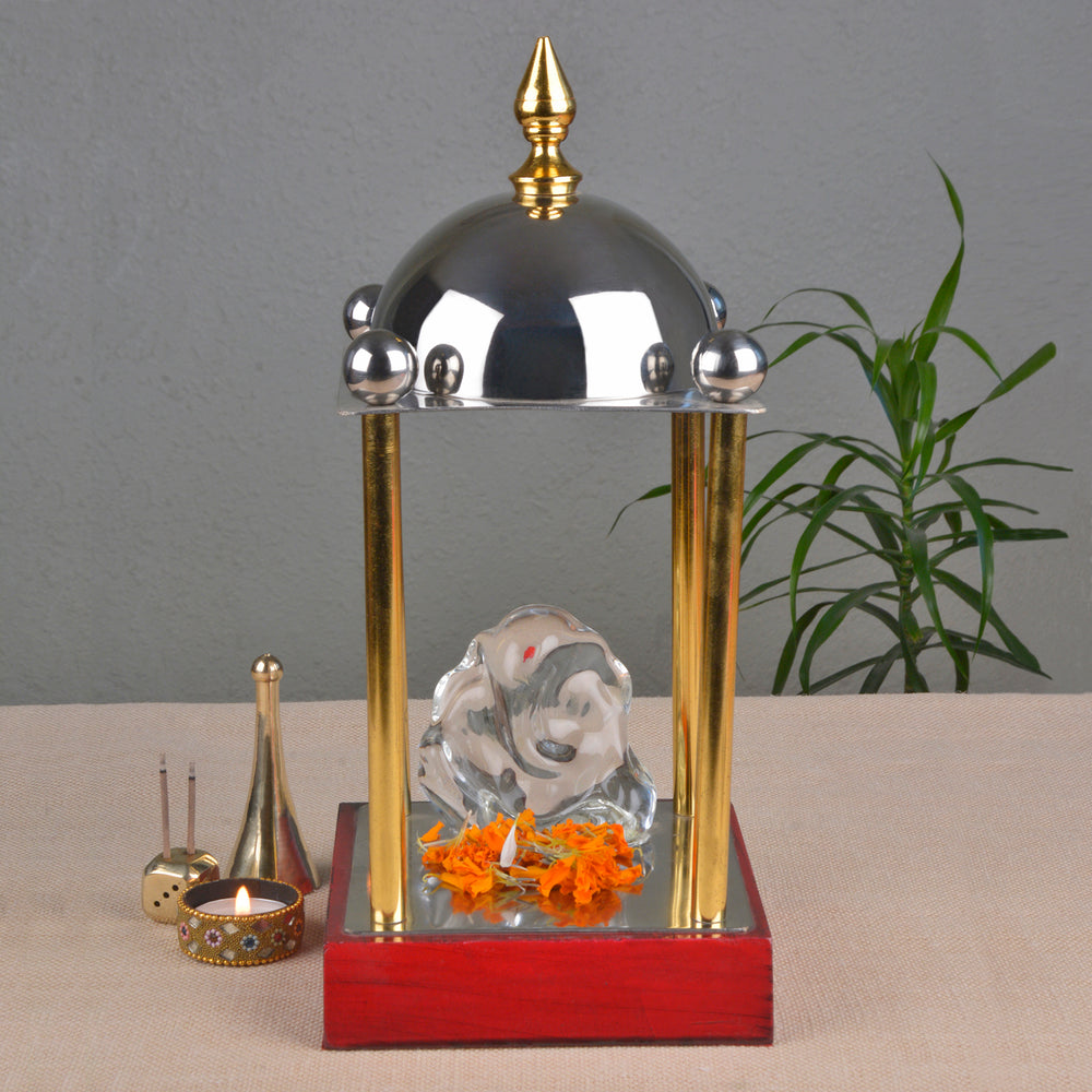 Wooden Temple for Home & Office | Pooja Mandir - 12 X 6.5 X 6.5 inch