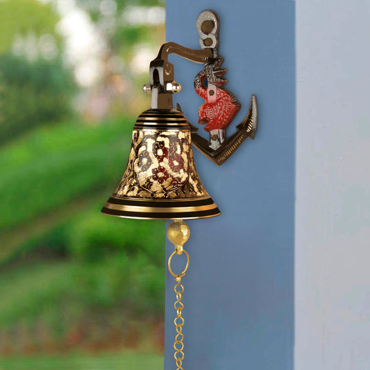 Brass Hanging Door Bell with Anchor Bracket (Diameter – 12.5 cm, Height - 22 cm, 1200 gm)