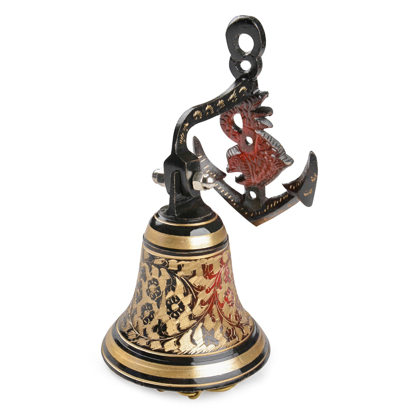 Brass Hanging Door Bell with Anchor Bracket (Diameter – 12.5 cm, Height - 22 cm, 1200 gm)