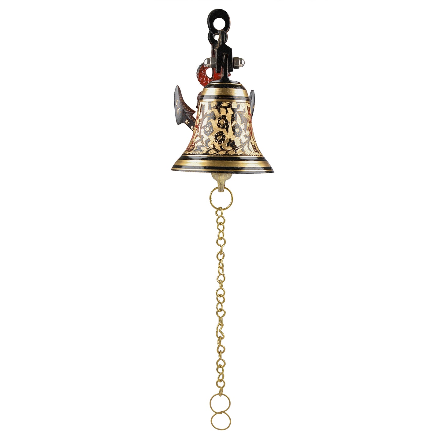 Brass Hanging Door Bell with Anchor Bracket (Diameter – 12.5 cm, Height - 22 cm, 1200 gm)