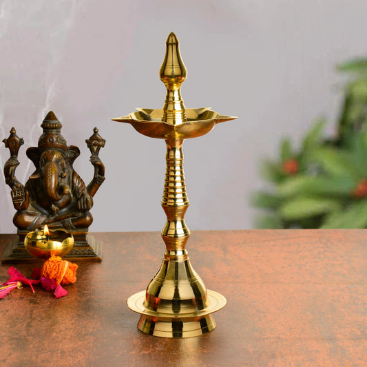 Handcrafted Panchmukhi Brass Standing  Kalash Diya ( 10 Inches , 330 gm)