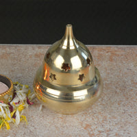 Covered Brass Akhand Jyoti Diya for Pooja (5.5 cm x 5.5 cm x 8 cm , 90 gm)