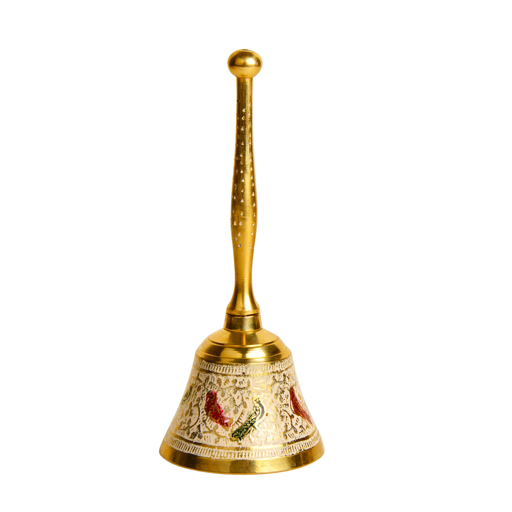 Brass Pooja Minakari Work Bell with Handle