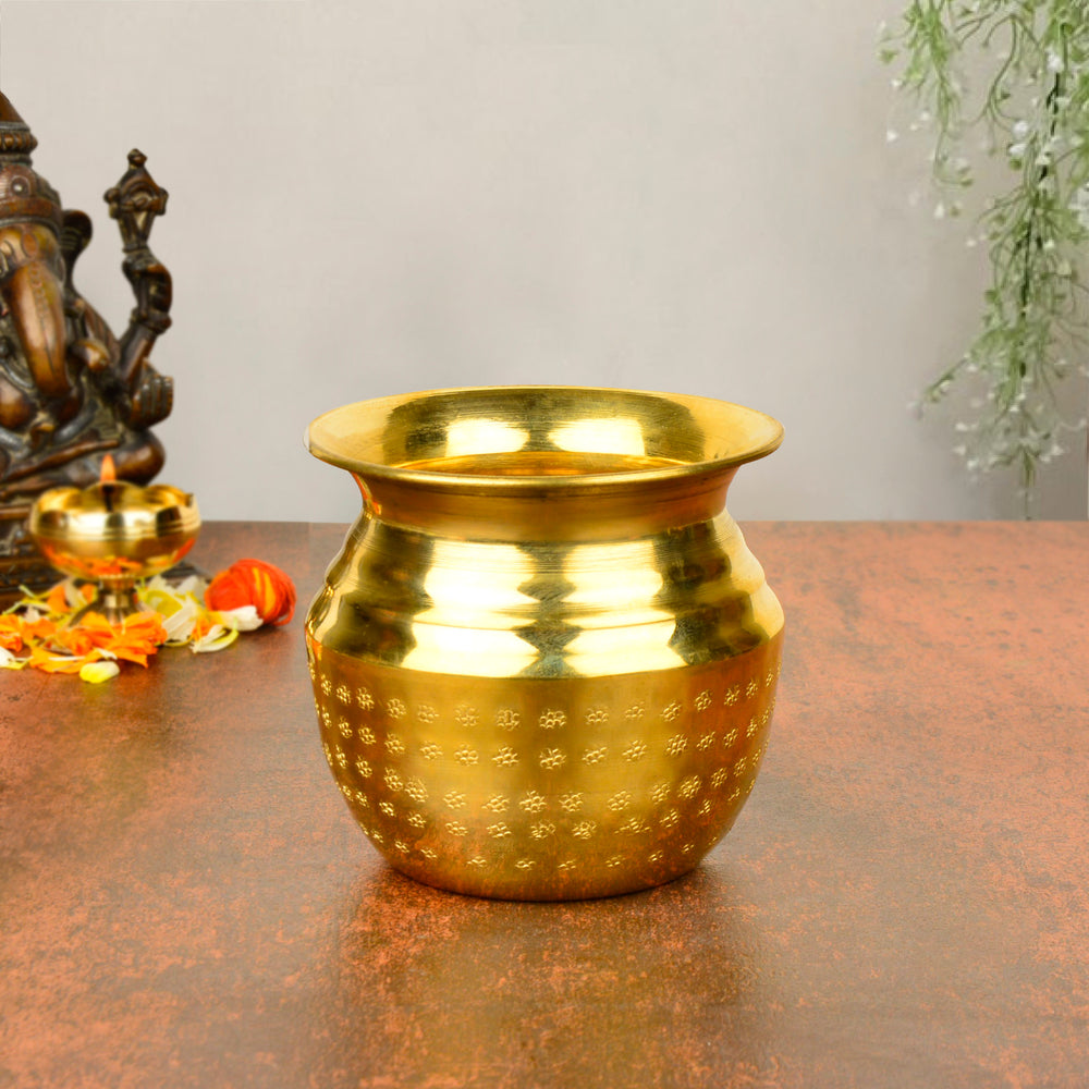 Pure Brass Hammered Lota for Puja