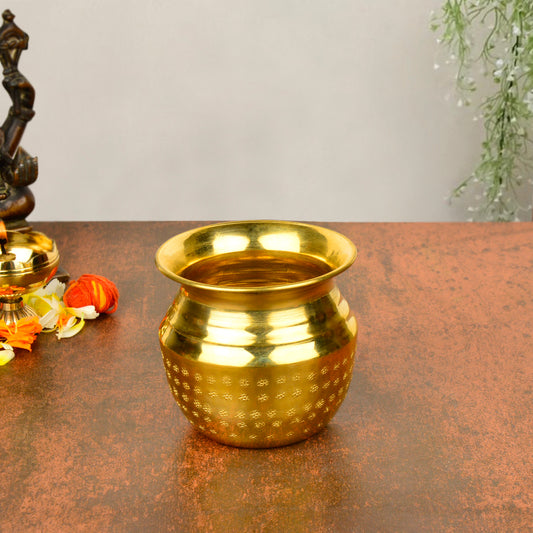 Pure Brass Hammered Lota for Puja