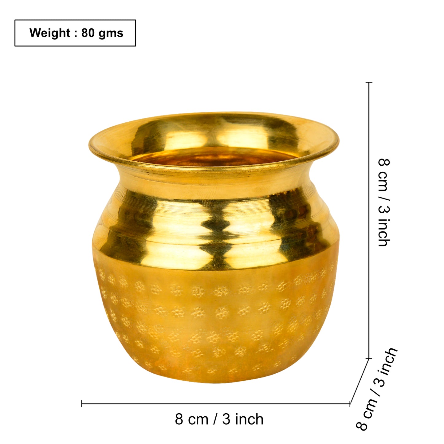 Pure Brass Hammered Lota for Puja