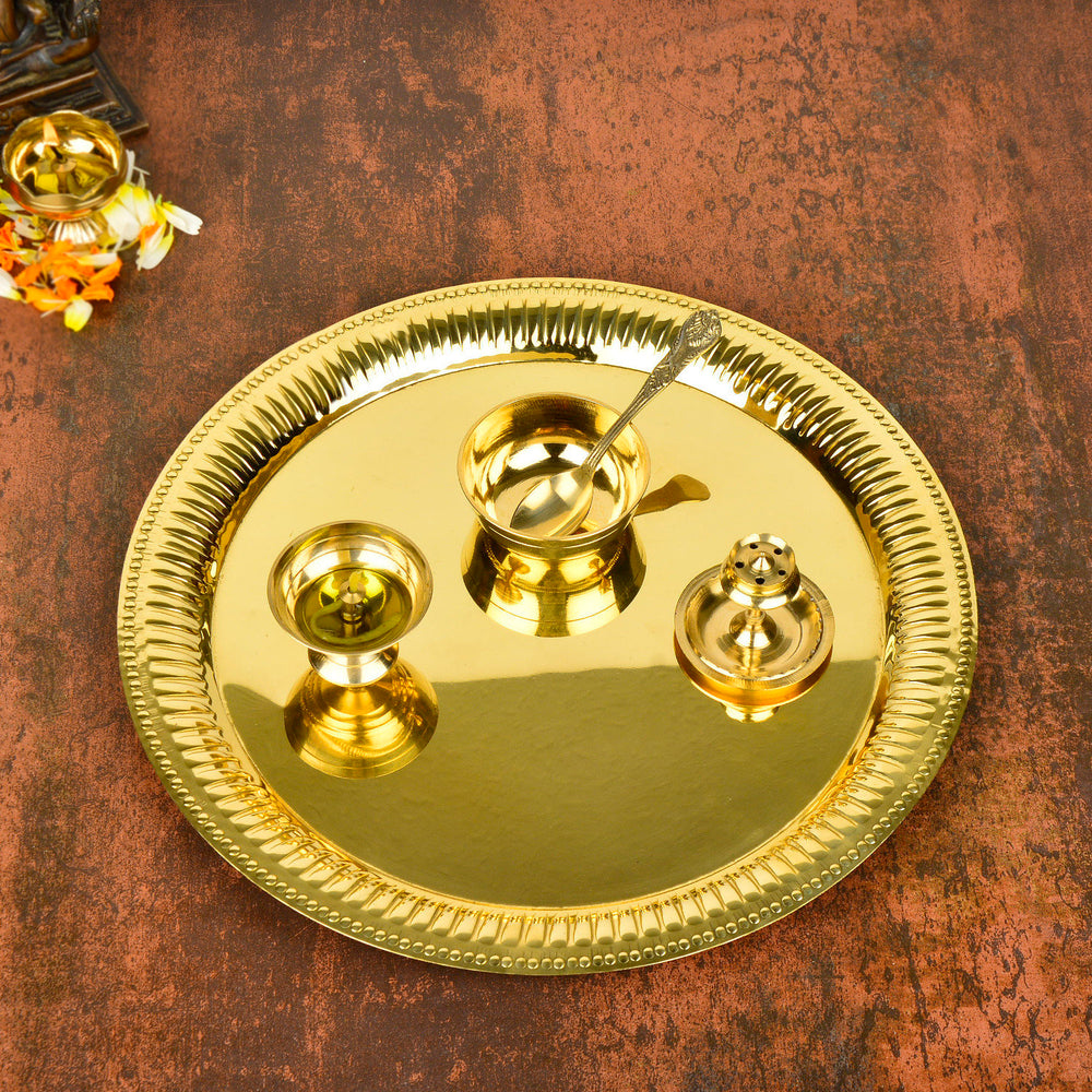 Premium Pure Brass Traditional Pooja Thali Set
 