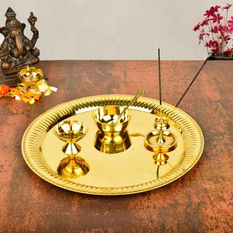 Premium Pure Brass Traditional Pooja Thali Set
 