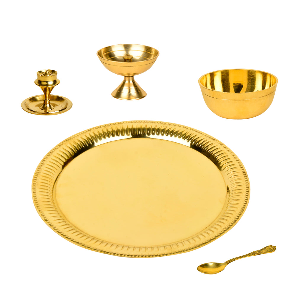 Premium Pure Brass Traditional Pooja Thali Set
 