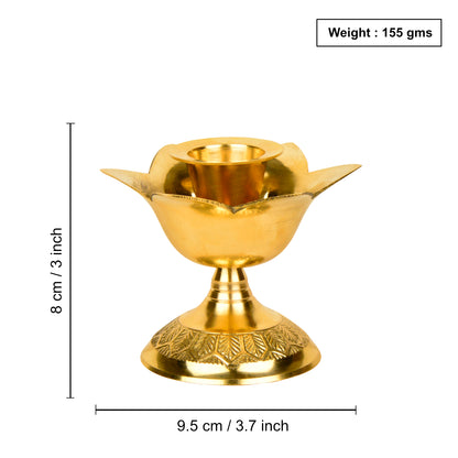Embossed Brass Lotus Shaped Candle Stand