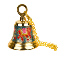 Pure Brass Hanging Temple Bell with Red Elephant Engraving