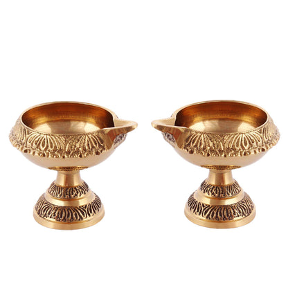Embossed Brass Kuber Pooja Diya (Set of 2)