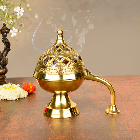 Premium Handcrafted Brass Loban Burner with Handle