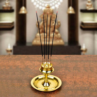 Premium Pure Brass Incense Holder (Agarbati Stand) with Ash catcher (D - 6 cm)