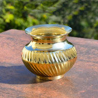 Pure Brass Lota with Grooves for Puja (Diameter – 10 cm, Height – 11 cm, Weight – 550 gm)