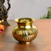 Pure Brass Lota with Grooves Design for Puja (Diameter – 7 cm, Height – 9 cm, Weight – 275 gm)