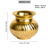 Pure Brass Lota with Grooves Design for Puja (Diameter – 7 cm, Height – 9 cm, Weight – 275 gm)