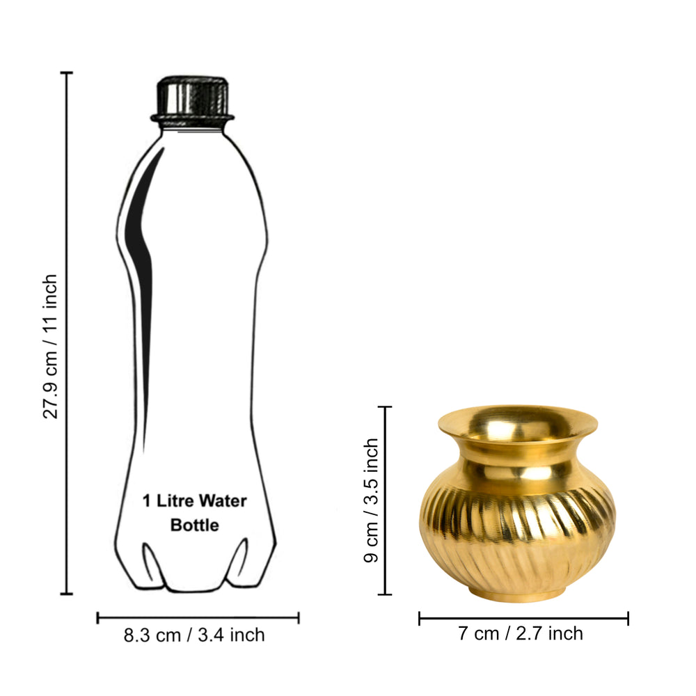 Pure Brass Lota with Grooves Design for Puja (Diameter – 7 cm, Height – 9 cm, Weight – 275 gm)