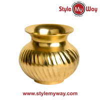 Pure Brass Lota with Grooves Design for Puja (Diameter – 7 cm, Height – 9 cm, Weight – 275 gm)